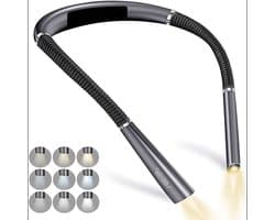Sander Shop Leeslamp Boek Oplaadbaar, Oogbescherming Boeklamp met 3 Kleurtemperaturen en Continu Dimmen, Duur van 80 Uur, Ergonomisch Ontwerp Neklamp voor Lezen in Bed/Breien/Repareren