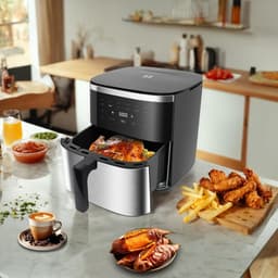 Airfryer - Olievrije Frituurpan - Gezond Koken - XXL Capaciteit - 7 Liter - Zwart — thumbnail 4