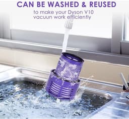 Filters voor Dyson V10 SV12 Cyclone-serie- compatibel met V10 Absolute- V10 Animal en V10 Total Clean. Accessoires voor Dyson stofzuigerfilters: wasbare filters en stofzuigerborstels. — thumbnail 3