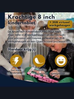 Quvo® Kindertablet Deplay - Kinder Tablet Deplay - Kindertablet Deplay Pro - Blauw - 23cm x 13cm x 1cm — thumbnail 3