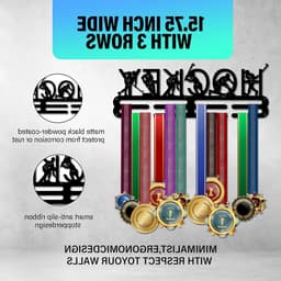 Medaillehouder voor Hockey en Sportprijzen - Wandrek voor Medailles met Ribbons en Pendants - Ideaal voor Atleten en Sportliefhebbers, 15.7 inch — thumbnail 2