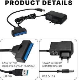 SATA USB Adapterkabel - Externe Harde Schijf Adapter - Data Overzetten - UASP Ondersteuning - 5Gbps - Zwart — thumbnail 5