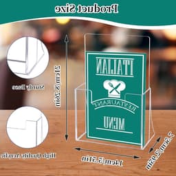 Brochurehouder A5 - 2 Stuks Transparante Flyerstandaard voor Tafelgebruik, Ideaal voor Kantoorgebruik, Hotels en Winkels, 14 x 7,5 x 20,8 cm — thumbnail 5