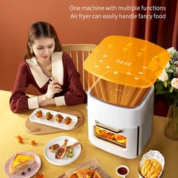 5-in-1 Digitale Airfryer en Oven - 15L - 1400W - Olievrij Bakken - LED-Scherm - Voor Gezinnen & Studenten - Wit — thumbnail 3