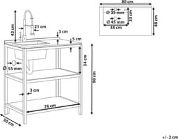 Buitenkeuken met spoelbak - Houten werktafel - Buiten koken - Weerbestendig acaciahout - 80x50x133 cm - Bruin — thumbnail 5