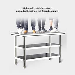 Werkbank RVS - Buitenkeuken Tafel - Voedselbereiding Buiten - Drielaags Opslagontwerp - 31x19x31 inch - Zilver — thumbnail 2