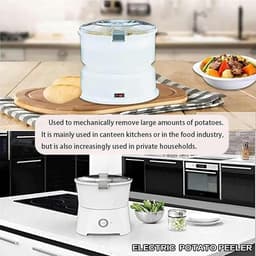 Elektrische Aardappelschiller - Automatische Schilmachine - Groenten Fruit Schillen - Veiligheidsslot Bediening - 1 kg Capaciteit - Wit — thumbnail 2