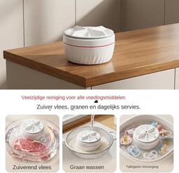 Salade Spinner - Groente Wasmachine - Voedsel Voorbereiding - Diepe Reiniging - 13x13x7 cm - Veelkleurig — thumbnail 4
