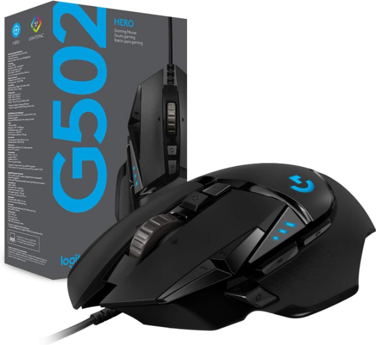 Logitech G502 HERO High Performance Wired Gaming Mouse - Zwart - Bedrade Gaming Muis met HERO 25K Sensor, 25.600 DPI, RGB Verlichting, 11 Programmeerbare Knoppen, Verstelbare Gewichten & On-Board Memory voor PC/Mac — afbeelding 1