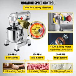 Keukenmixer – Elektrische Mixer – Deegkneder – Mixervoet – 10 Liter Kom – 450 Watt – 3 Snelheden — thumbnail 4
