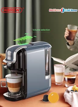 HiBrew 5 in 1 koffiezetapparaat – Koffiemachine – Meerdere Capsules – Koffiepadmachine - Heet/Koud – 19Bar – 1450W – Grey — thumbnail 1