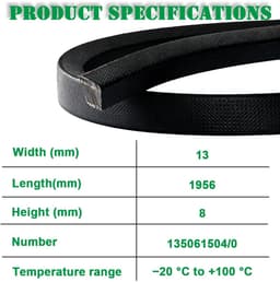 Dailygoods- Grasmaaier Riem Vervanging - Onderdeelnummer 135061504/0 - Breedte 13 mm - Omtrek 1956 mm - Geschikt voor Mountfield 1538M-SD/T38M-SD - Zwart - Maaier Riem — thumbnail 3