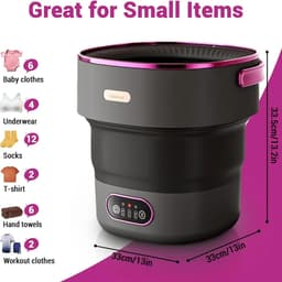 Innovastore Mini-wasmachine - Kleine Wasmachine - Campingwasmachine - Centrifuge - Opvouwbaar - 32 x 32 x 33,5 cm - Zwart/Roze — thumbnail 3