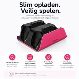 Sounix Oplaadstation geschikt voor PS5 Slim Controller - 2in1 charging station - PS5 accessoires - Roze — thumbnail 5
