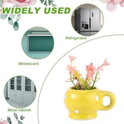 4 stuks mini-vaasmagneten voor de koelkast, schattige keramische kleine bloemenvaas mini-3D-plantenmagneten koelkast praktische accessoires voor thuis kluisjes kantoor keuken decoratie — thumbnail 4