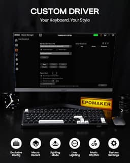 EPOMAKER TH99 - Mechanisch Toetsenbord - 1800 Layout - Tri-Mode Draadloos - RGB Backlight - Gasket Mount - Hot-Swap - 8000mAh Batterij - PBT Keycaps - Zwart — thumbnail 3