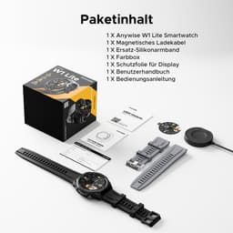Anywise W1 Lite Smartwatch - Smartwatch Heren - Smartwatch Dames - 2026 Model - 1.43 HD AMOLED Touchscreen - Stappenteller - Hartslagmeter - Saturatiemeter (SpO2) - Bluetooth Oproepen - IOS & Android - Screenprotector - Zwart — thumbnail 3