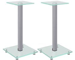 vidaXL - Luidsprekerstandaards - 2 - st - 1 - pijler - gehard - glas - zilverkleurig