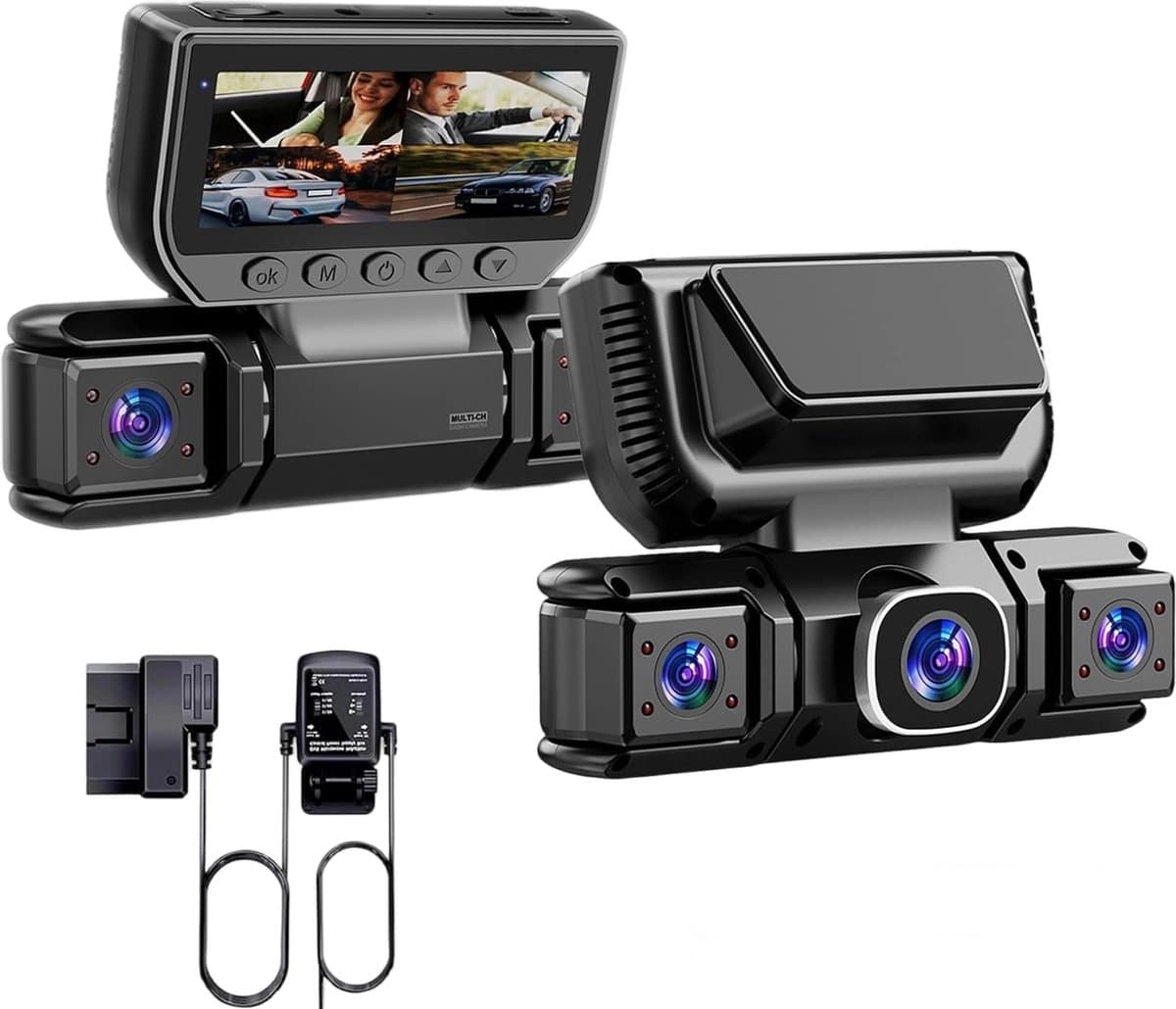 Dashcam - Dashcam voor auto - 4-kanaals dashcam voor - Gratis OBDII-hardwire - 1080P - 24/7 parkeerbewaking, 360° camera met wifi, loopopname, nachtzicht — afbeelding 1