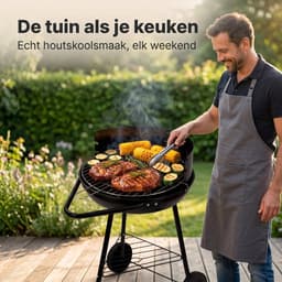Cheqo® Houtskoolbarbecue - Houtskool Barbecue - BBQ - Houtskool BBQ - Barbecue op Wielen - Verrijdbare Barbecue - Ronde Barbecue - Half Open Barbecue - Tuinbarbecue - Barbecue met Windscherm - Staande Barbecue - Kolenbarbecue - Houtskool Grill — thumbnail 4