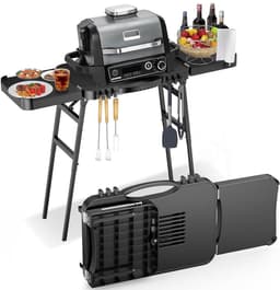 Draagbare Grill Trolley voor Enders Urban, Weber Q100/Q200/Q300 en Ninja Woodfire - Opvouwbare Buiten Grillstand met Ruime Werktafel en Verstelbare Hoogte voor Comfortabel Grillen — thumbnail 1