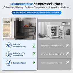 HAUSS SPOLE Minikoelkast – Met Vriesvak 92 Liter – 42,5 x 42,5 x 102 cm – Roestvrij Staal – Zwart – Voor Keuken En Kantoor — thumbnail 3