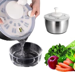 Salade Droger - Groente centrifuge - Salade bereiden - Roestvrij staal - 198 x 22 cm — thumbnail 1