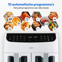 MEDION XXL Dubbele Airfryer P20 - 2 zones - 8,7 L - 2600 W - Matwit — thumbnail 2
