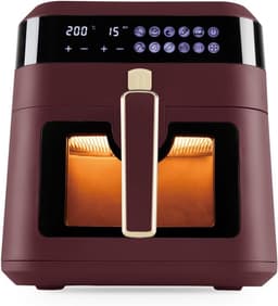 Digitale Heteluchtfriteuse - Airfryer Frituurpan - Gezond Eten Bereiden - Grote Capaciteit - 63 Liter - Bordeaux — thumbnail 3