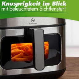 Heteluchtfriteuse - Airfryer XXL - Vetarm Koken - Dubbel Verwarmingssysteem - 8 Liter - Zwart-Zilver — thumbnail 2