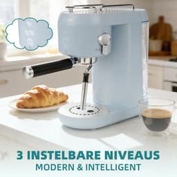 Vankel Halfautomatische Espressomachine - 20 Bar Hogedruk Extractie - 1400W Pistonmachine - 1L Waterreservoir - Met Stoompijpje voor Melkschuim - Koffiemachine voor Thuisgebruik - Blauw — thumbnail 5