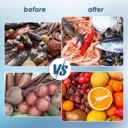 Draadloze Fruit-Draagbare Voedselreiniger Capsule - Wasmachine voor Groente en Fruit - schoonmaken-Verwijdert Pesticiden en Bacteriën - USB Oplaadbaar - Wit en Blauw - 9.8x16.2cm — thumbnail 4