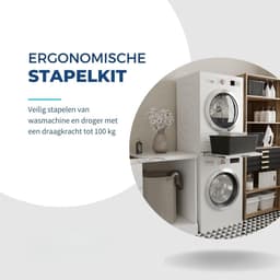 YOR® Tussenstuk Wasmachine Droger - Stapelkit - Tussenstuk Wasmachine en Droger - Tussenstuk Wasmachine Droger Zwart - Tussenstuk Wasmachine Droger Aeg - Wit - 54cm x 60cm x 8cm — thumbnail 3