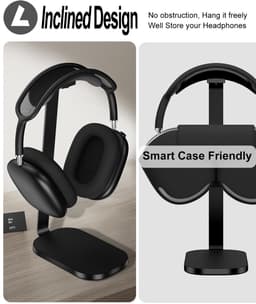 Hoofdtelefoonstandaard voor gaming en over-ear hoofdtelefoons - Zware headsethouder van aluminium en siliconen — thumbnail 4