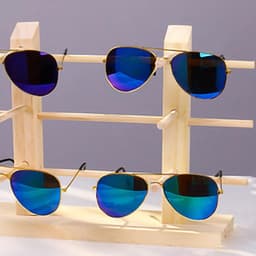 Houten Zonnebrilstandaard en Brillenhouder Organizer voor Thuis en Optiekwinkel - Geschikt voor 6 Paar Brillen, Duurzaam en Stijlvol Design — thumbnail 4