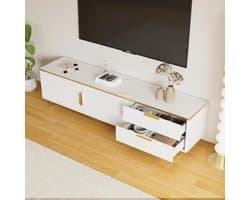 Tv-meubel - Mediabuffet Dressoir - Tv Kijken Organiseren - Gestructureerd Marmer Oppervlak - 175x40x45cm - Wit