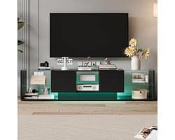 Tv-kast - Dressoir Media Console - Woonkamer Inrichten - Geïntegreerde Ledverlichting - 200 cm - Zwart
