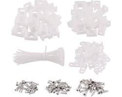 Set van 360 Stuks Witte Kabelbinders - Basis en Ritsbinders, 120 Stuks 3-6mm Draadhouders, 6 Inch Zelfvergrendelende Kabelbinders met Pan Head Schroeven voor Organisatie en Beveiliging