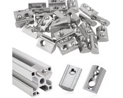 60 Stuks M6 Slide Nuts met Centrerende Bal - Groefstenen Set van Koolstofstaal voor Aluminium Profiel 30 x 30 cm Extrusiesleuven en Bevestigingsoplossingen