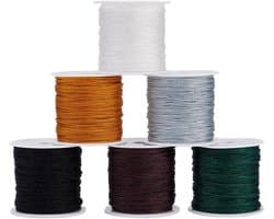 6 Rollen Nylon Koord 0.8 mm voor DIY, Macramé, Sieraden Maken en Ambachten - Ideaal voor Kettingen en Armbanden