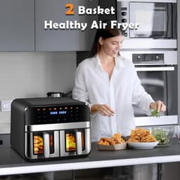 Cecotec Heteluchtfriteuse zonder olie - 9 liter deelbaar in 2 - Air Fryer Cecofry Dual 9000. 2850W, dieet en digitaal, touchpaneel, dubbele temperatuurregeling, 6 modi, PerfectCook-technologie — thumbnail 5