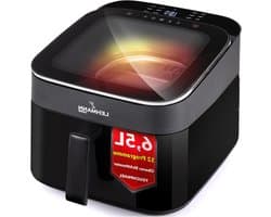 Heteluchtfriteuse - Airfryer Pan - Gezond Koken - Panoramisch Kijkvenster - 6.5 Liter - Zwart