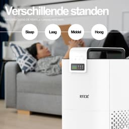 RYER Luchtreiniger XL - HEPA 13 filter + Koolstoffilter - CADR 350 m3/u - Helpt bij hooikoorts, allergieën, huisstofmijt en stof - Luchtkwaliteitsindicator - Slaapstand - Met App — thumbnail 5