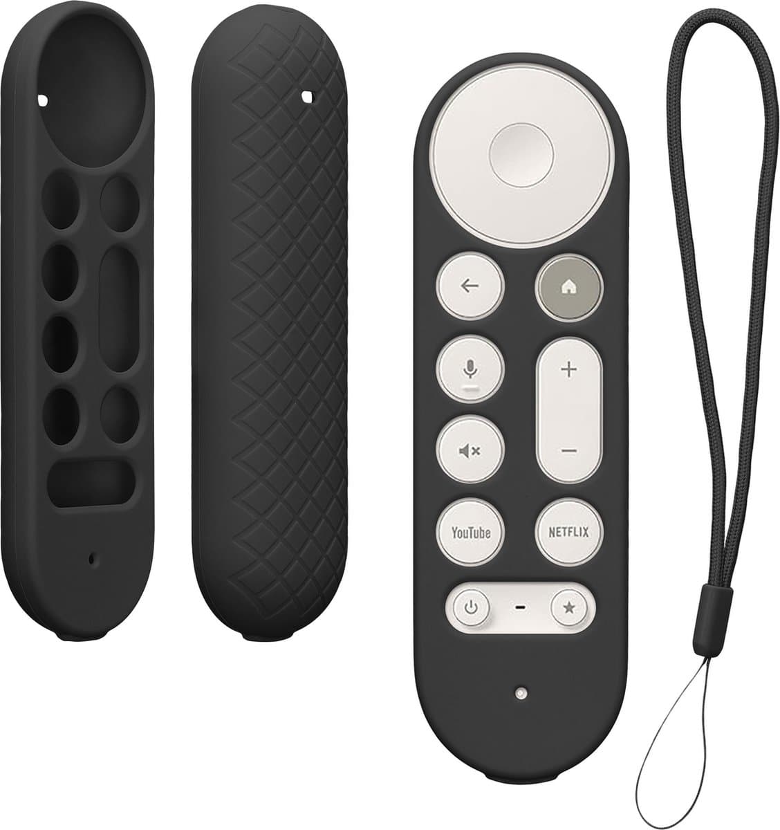 kwmobile hoes geschikt voor Google TV Streamer 4K - Siliconen anti-slip hoes voor afstandsbediening in zwart — afbeelding 1