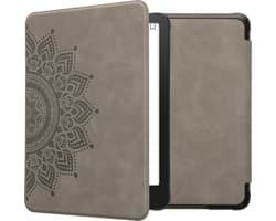 kwmobile e-reader hoesje geschikt voor Amazon Kindle Paperwhite (2024)/Colorsoft hoes - Ereader flip case met standaard - Kunstleren e reader cover - Opkomende Zon design in grijs
