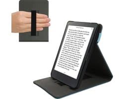 kwmobile e-reader hoesje geschikt voor Kobo Clara HD hoes - E reader flip case van kunstleer - Ereader cover met handgrip en stand - In petrol