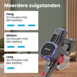 Auronic Steelstofzuiger Draadloos 220W - Draadloze Stofzuiger - HEPA Filter - Zelfstaand - Op Accu - Zonder Zak - Kruimeldief - Vacuum Cleaner - Grijs/Oranje — thumbnail 5