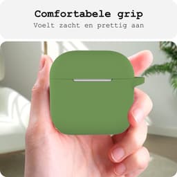 Case - Geschikt voor Apple AirPods 4 - Siliconen Hoes met Clip - Silicone Hoesje Cover - Donkergroen — thumbnail 4