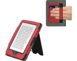 kwmobile flip cover voor e-reader - geschikt voor Tolino Vision 1 / 2 / 3 / 4 HD - Van imitatieleer en -suède - In rood / donkergrijs