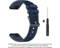 Donker blauw Siliconen horlogebandje 26mm Quickfit Compatibel geschikt voor Garmin Fenix 3 / 3 HR / 3 Sapphire / 5X / 6X, D2, Quatix 3, Tactix, Descent MK1, Foretrex 601 en 701 – 26 mm blue smartwatch strap - Maat: zie maatfoto